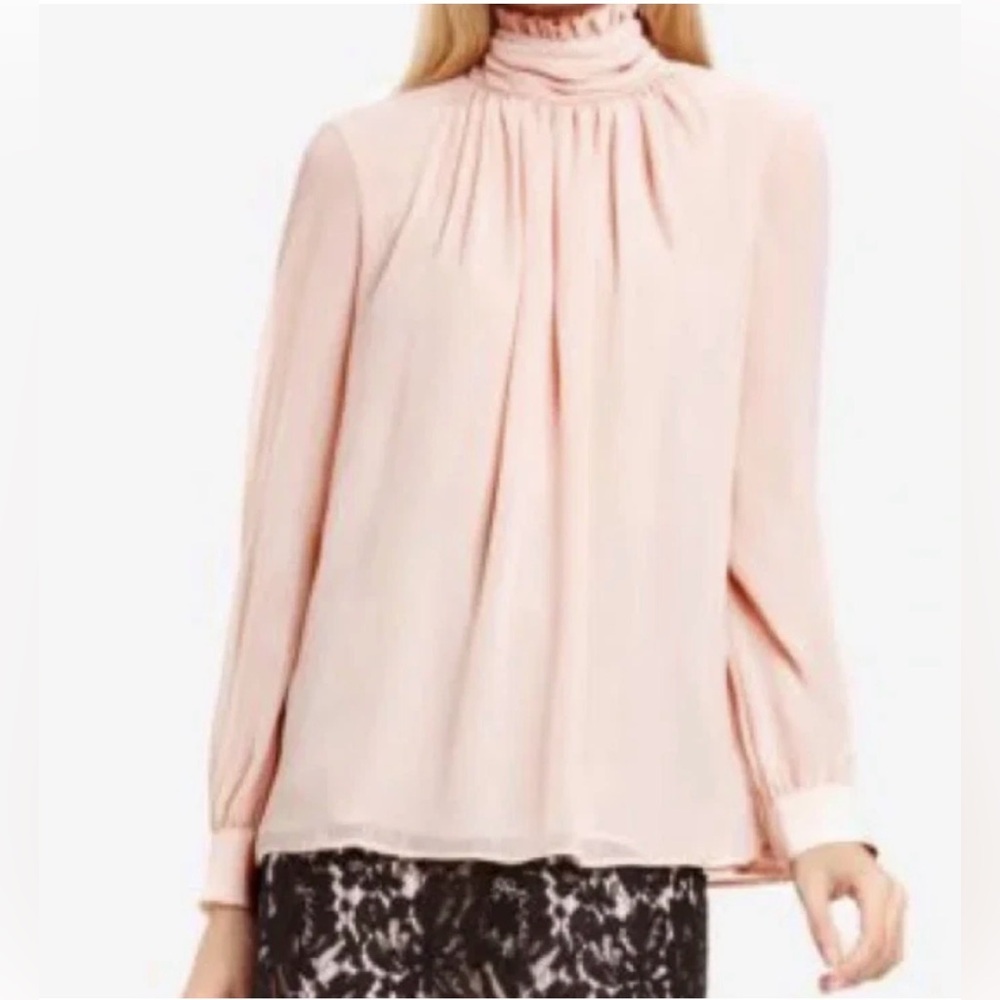 Vince Camuto Rose Flush High Neck Chifon Blouse Size S